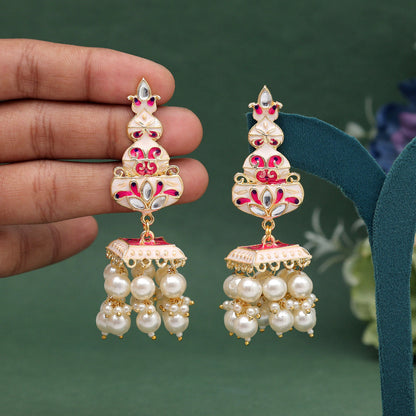 White Color Meenakari Earrings (MKE1989WHT) - preyans.com