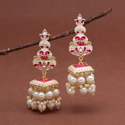 White Color Meenakari Earrings (MKE1989WHT) - preyans.com