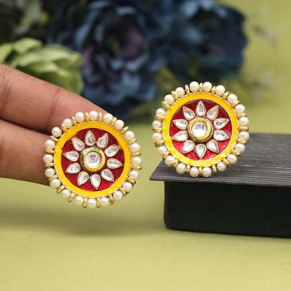 Maroon Color Meenakari Earrings (MKE1991MRN) - preyans.com