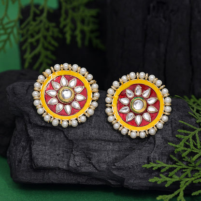 Maroon Color Meenakari Earrings (MKE1991MRN) - preyans.com