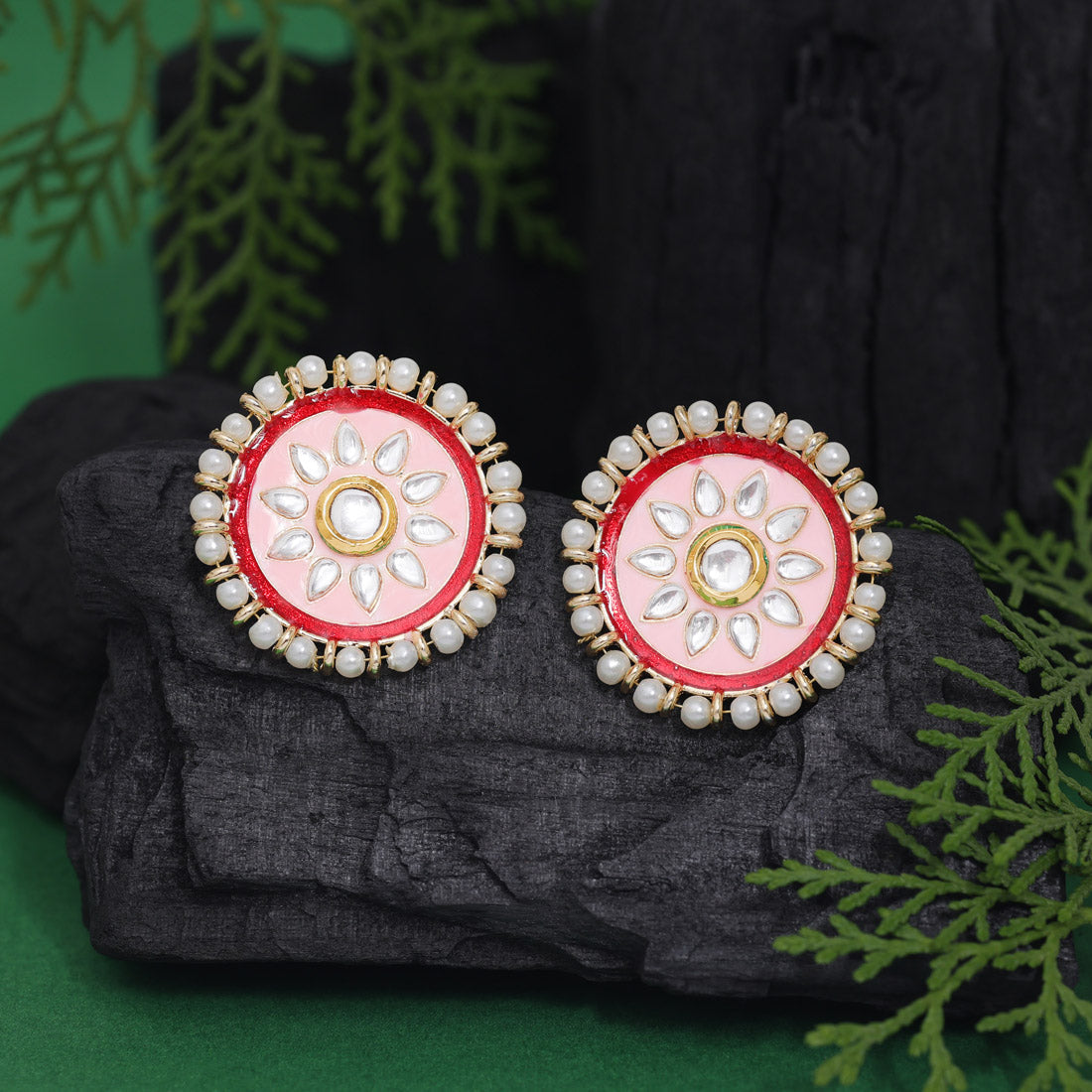 Pink Color Meenakari Earrings (MKE1991PNK) - preyans.com