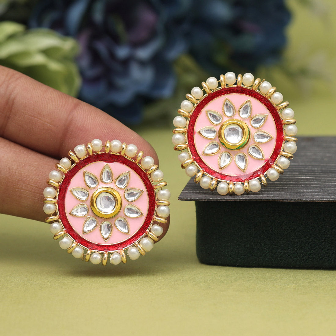 Pink Color Meenakari Earrings (MKE1991PNK) - preyans.com