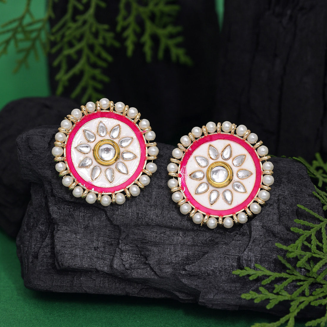 White Color Meenakari Earrings (MKE1991WHT) - preyans.com