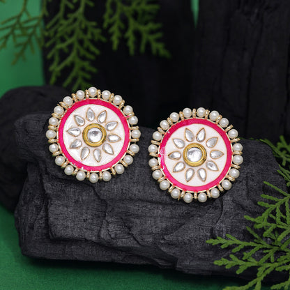 White Color Meenakari Earrings (MKE1991WHT) - preyans.com