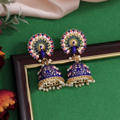 Blue Color Meenakari Earrings (MKE1993BLU) - preyans.com