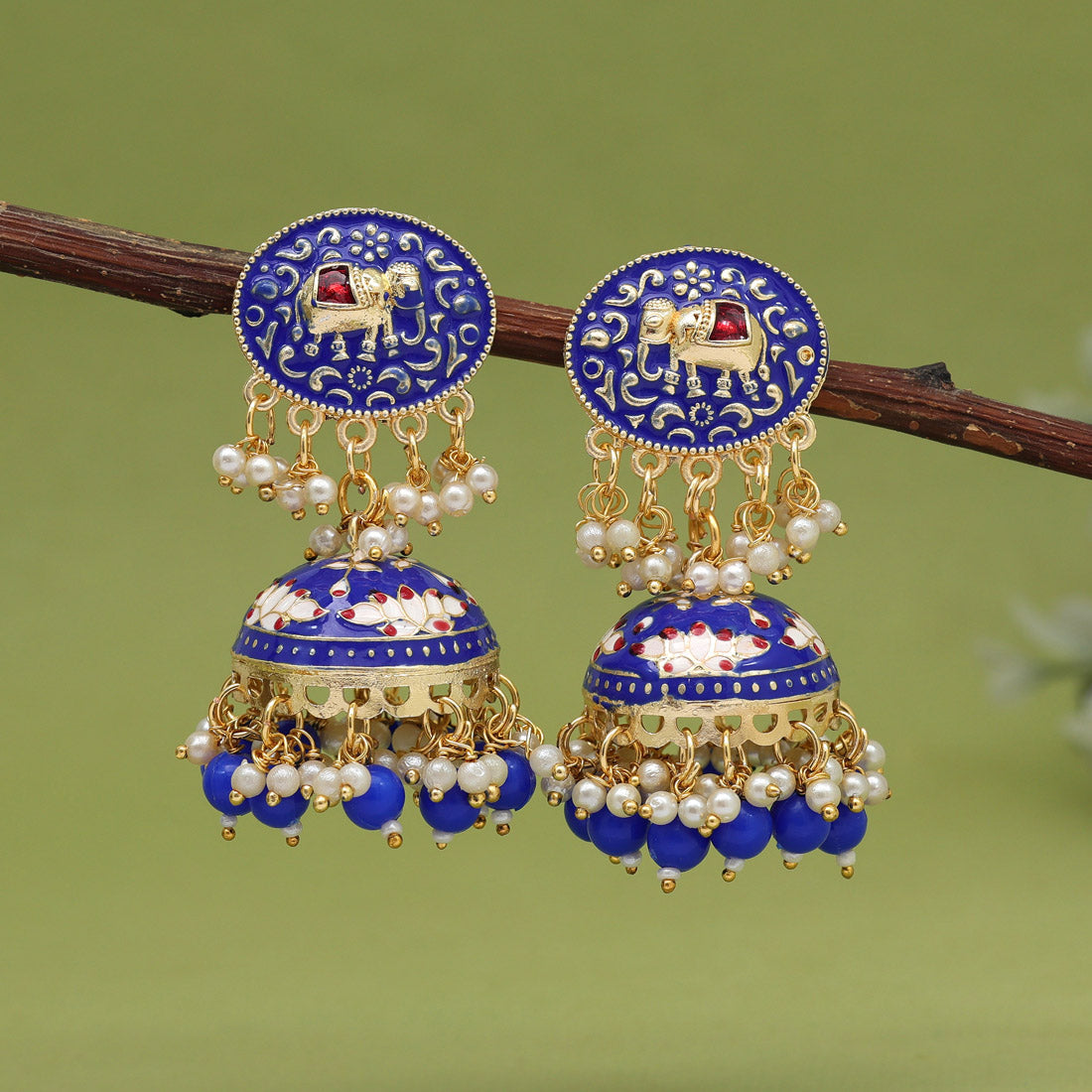 Blue Color Meenakari Earrings (MKE1999BLU) - preyans.com