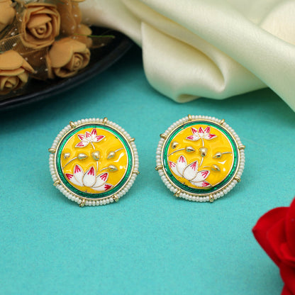 Yellow Color Meenakari Earrings (MKE2000YLW) - preyans.com