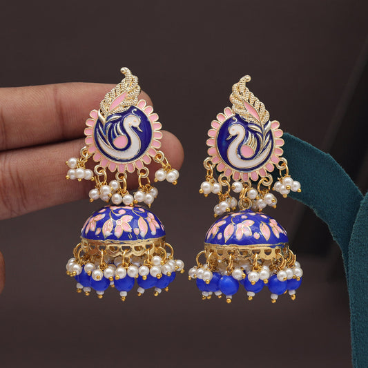 Blue Color Meenakari Earrings (MKE2002BLU) - preyans.com