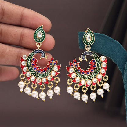 Red Color Meenakari Earrings (MKE2003RED) - preyans.com