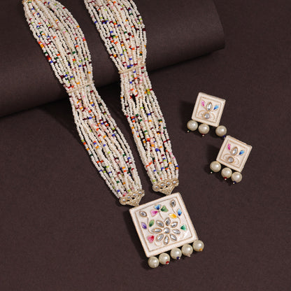 Multi Color Long Meenakari Necklace Set (MKN577MLT) - preyans.com