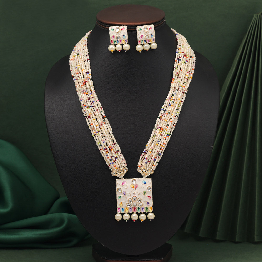 Multi Color Long Meenakari Necklace Set (MKN578MLT) - preyans.com