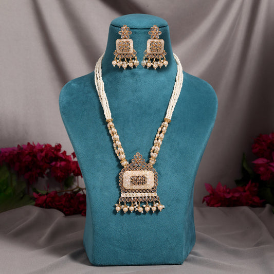 Gold Color Matte Gold Meenakari Necklace Set (MKN619GLD) - Preyans.com