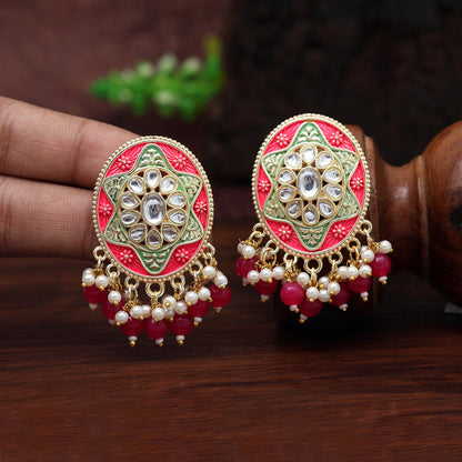 Rani Color Mint Meena Earrings (MNTE457RNI) - preyans.com