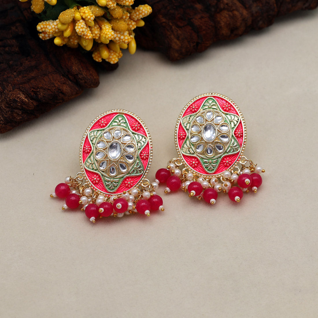 Rani Color Mint Meena Earrings (MNTE457RNI) - preyans.com