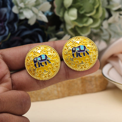 Yellow Color Mint Meena Earrings (MNTE484YLW) - preyans.com