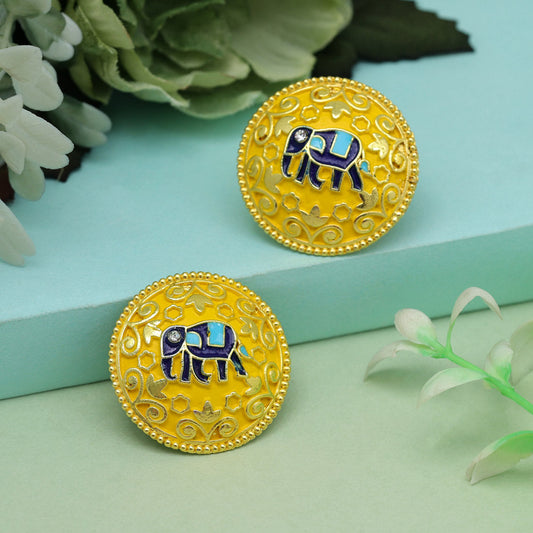 Yellow Color Mint Meena Earrings (MNTE484YLW) - preyans.com