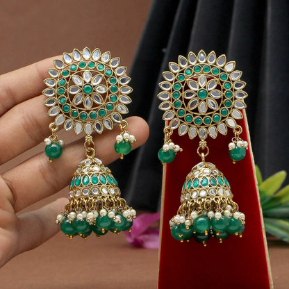 Green Color Mirror Earrings (MRE125GRN) - preyans.com