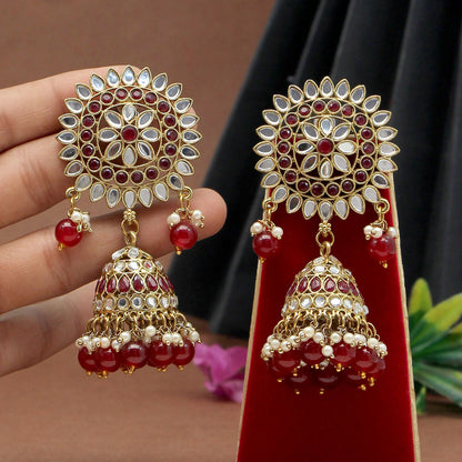 Maroon Color Mirror Earrings (MRE125MRN) - preyans.com