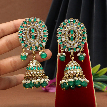 Green Color Mirror Earrings (MRE126GRN) - preyans.com