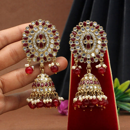 Maroon Color Mirror Earrings (MRE126MRN) - preyans.com