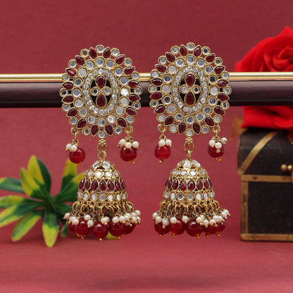 Maroon Color Mirror Earrings (MRE126MRN) - preyans.com