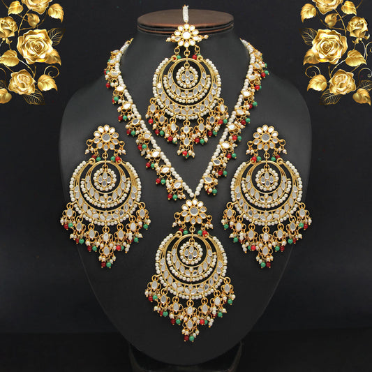 Maroon & Green Color Kundan Mirror Necklaces Set (MRN107MG) - Preyans.com