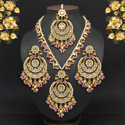 Purple Color Kundan Mirror Necklaces Set (MRN107PRP) - Preyans.com