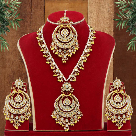 Yellow Color Kundan Mirror Necklaces Set (MRN107YLW) - Preyans.com