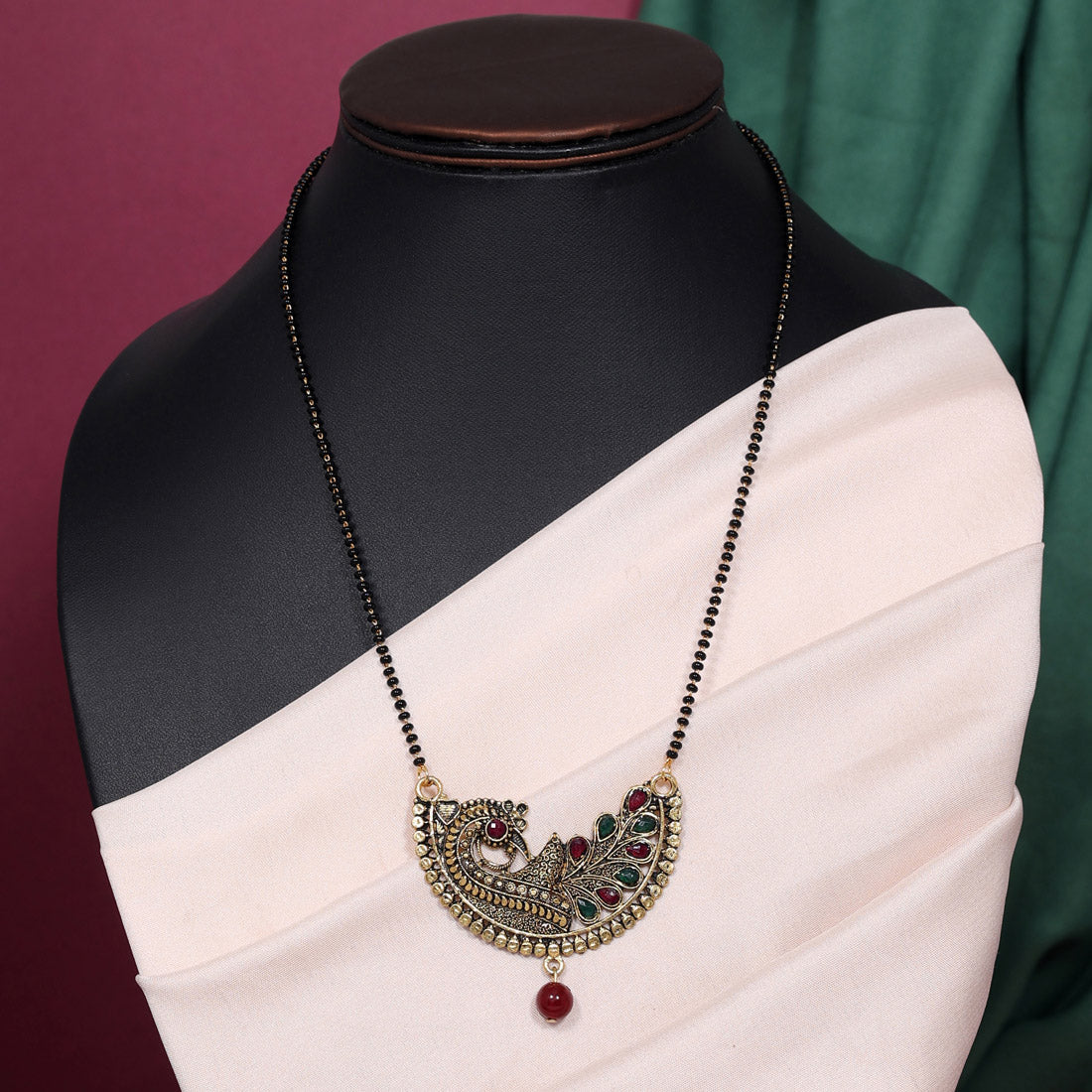 Maroon & Green Color Mangalsutra (MS291MG) - preyans.com