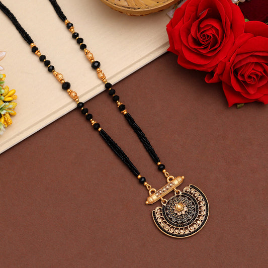 Gold Color Long Mangalsutra (MS303GLD) - preyans.com