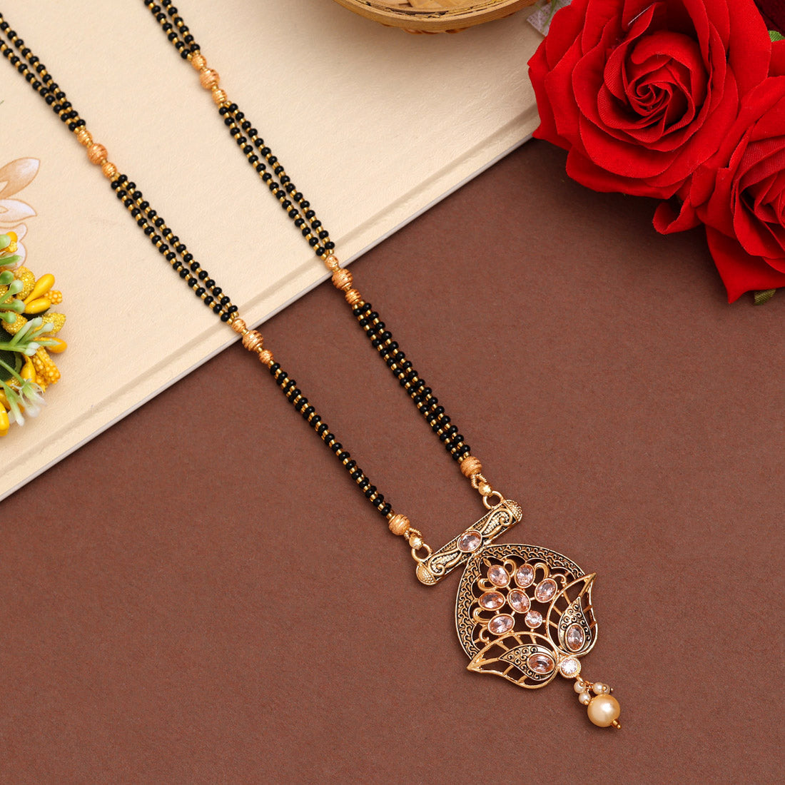 Gold Color Long Mangalsutra (MS310GLD) - preyans.com