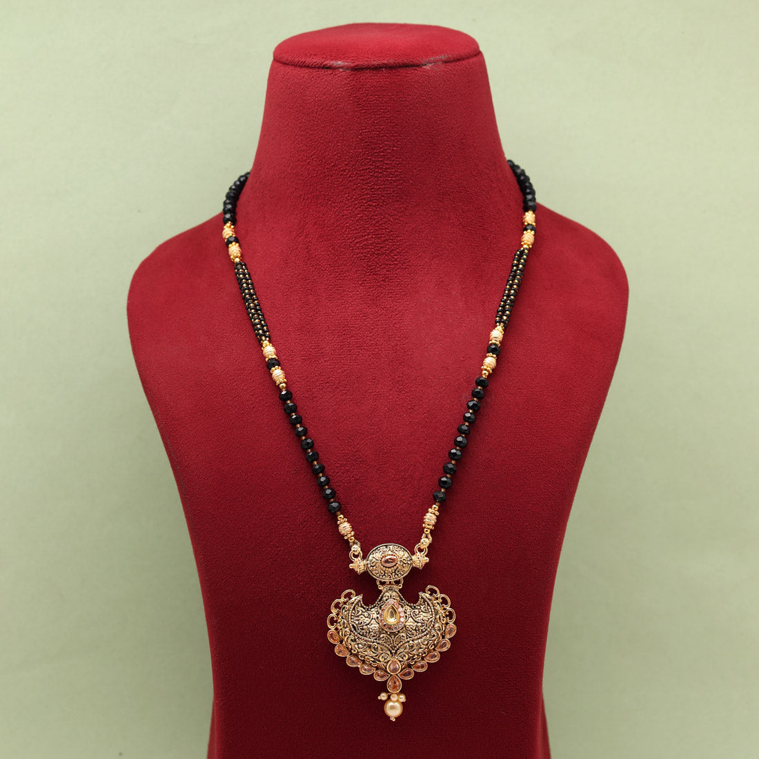 Gold Color Long Mangalsutra (MS320GLD) - preyans.com