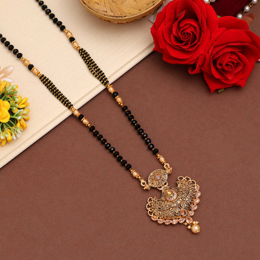 Gold Color Long Mangalsutra (MS320GLD) - preyans.com