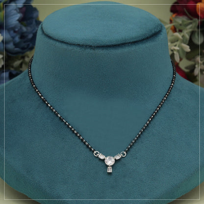 Silver Color American Diamond Mangalsutra (MS331SLV) - preyans.com