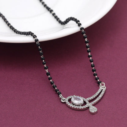 Silver Color American Diamond Mangalsutra (MS334SLV) - preyans.com