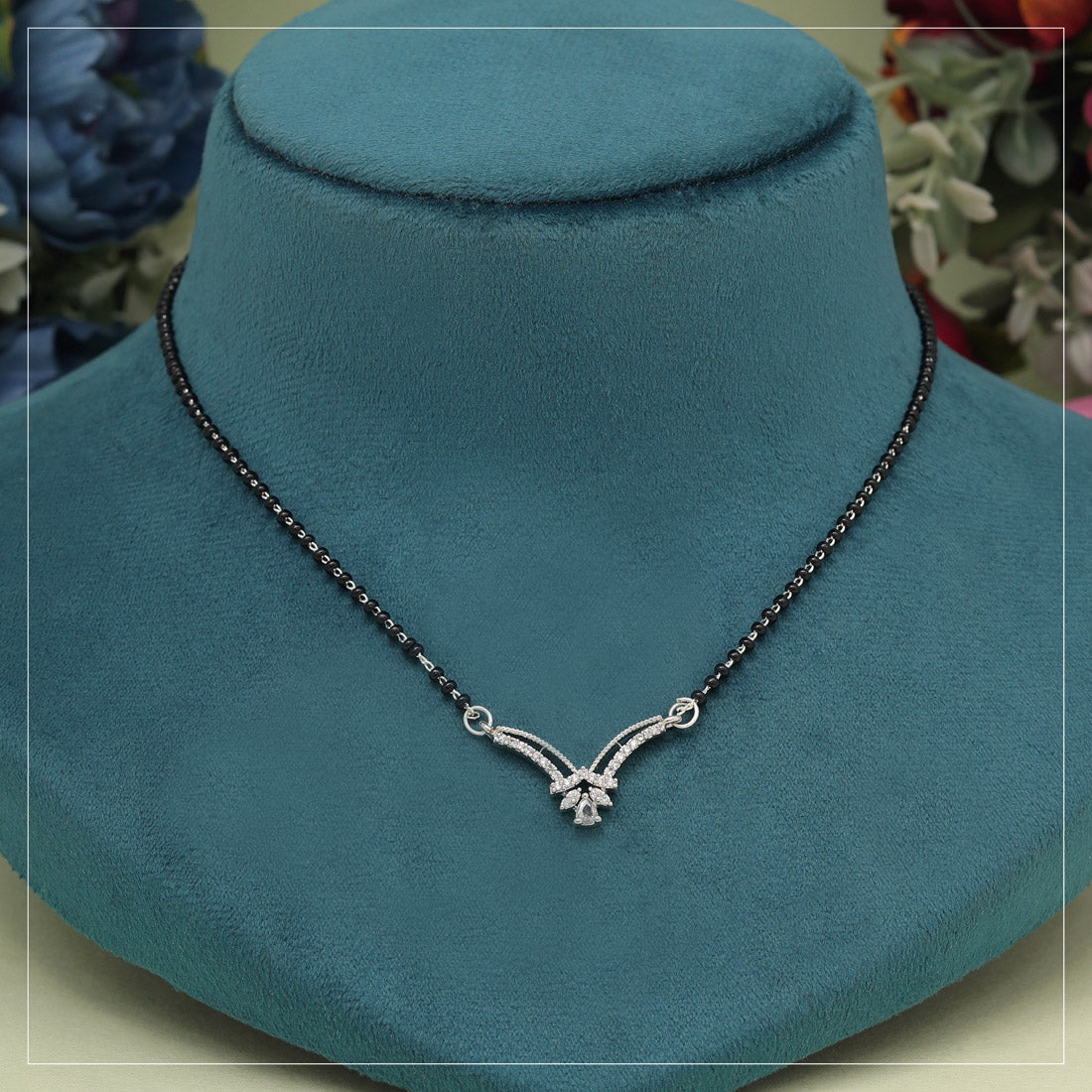 Silver Color American Diamond Mangalsutra (MS335SLV) - preyans.com