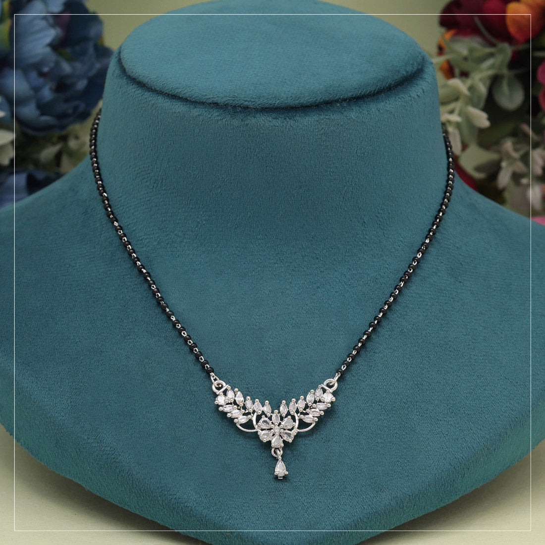 Silver Color American Diamond Mangalsutra (MS340SLV) - preyans.com