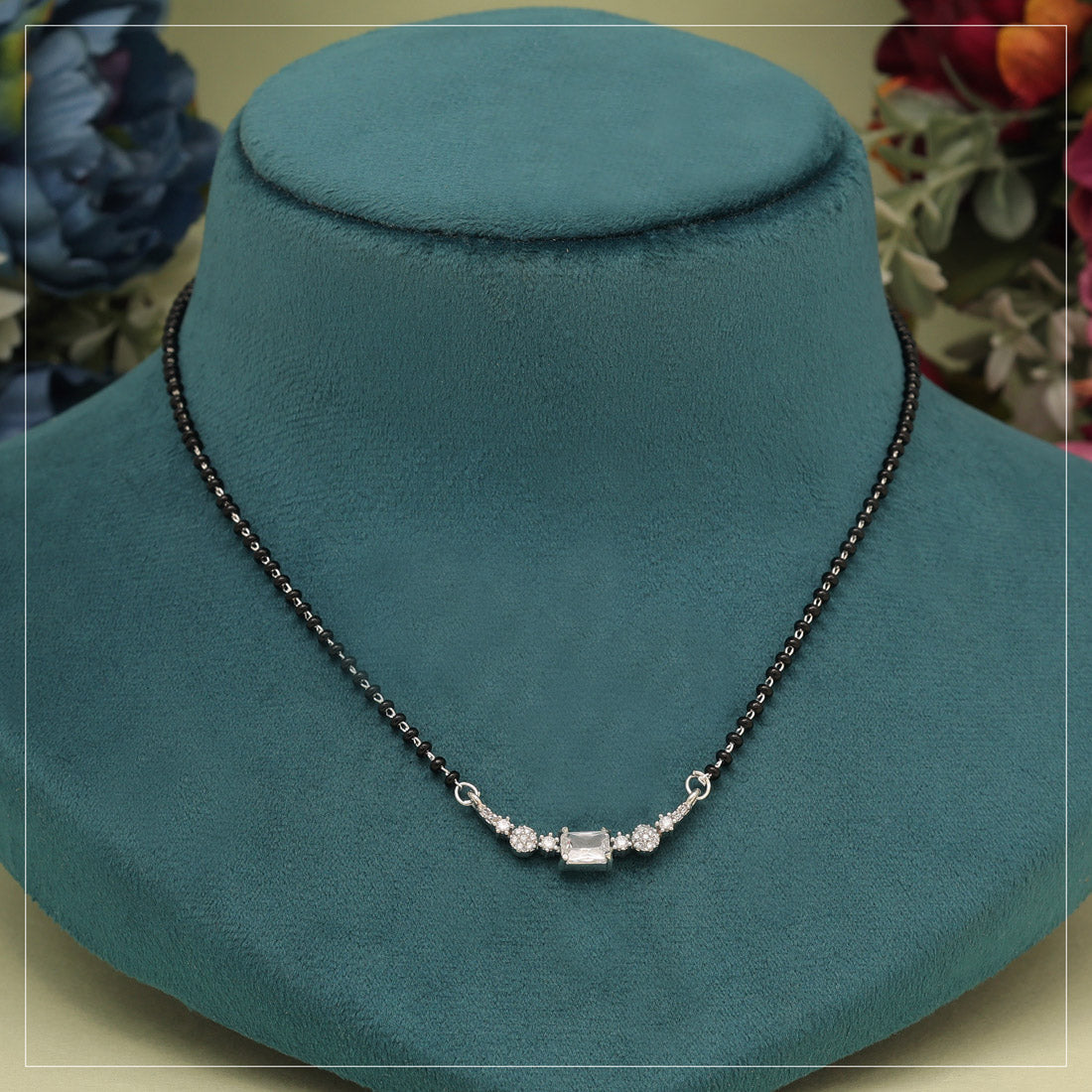 Silver Color American Diamond Mangalsutra (MS347SLV) - preyans.com