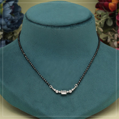 Silver Color American Diamond Mangalsutra (MS347SLV) - preyans.com