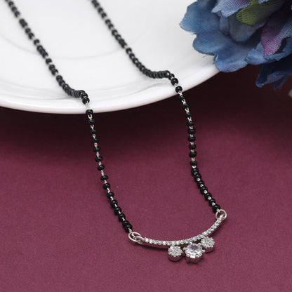 Silver Color American Diamond Mangalsutra (MS350SLV) - preyans.com