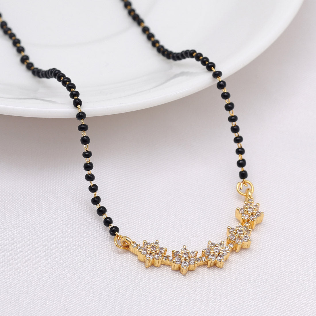 White Color American Diamond Mangalsutra (MS352WHT) - Preyans.com