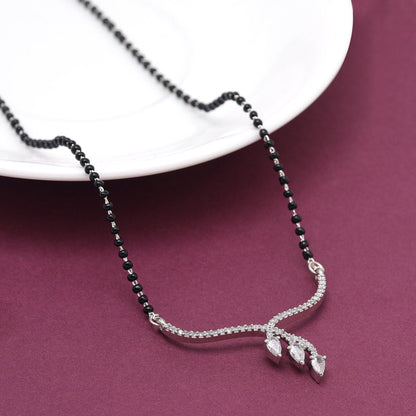 Silver Color American Diamond Mangalsutra (MS353SLV) - preyans.com