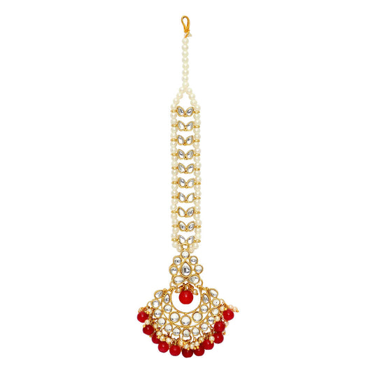 Red Color Kundan Maang Tikka (MTK223RED) - Preyans.com