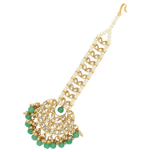 Rama Green Color Kundan Maang Tikka (MTK225RGRN) - Preyans.com