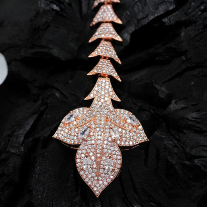 White Color Rose Gold American Diamond Maang Tikka (MTK432WHT) - preyans.com