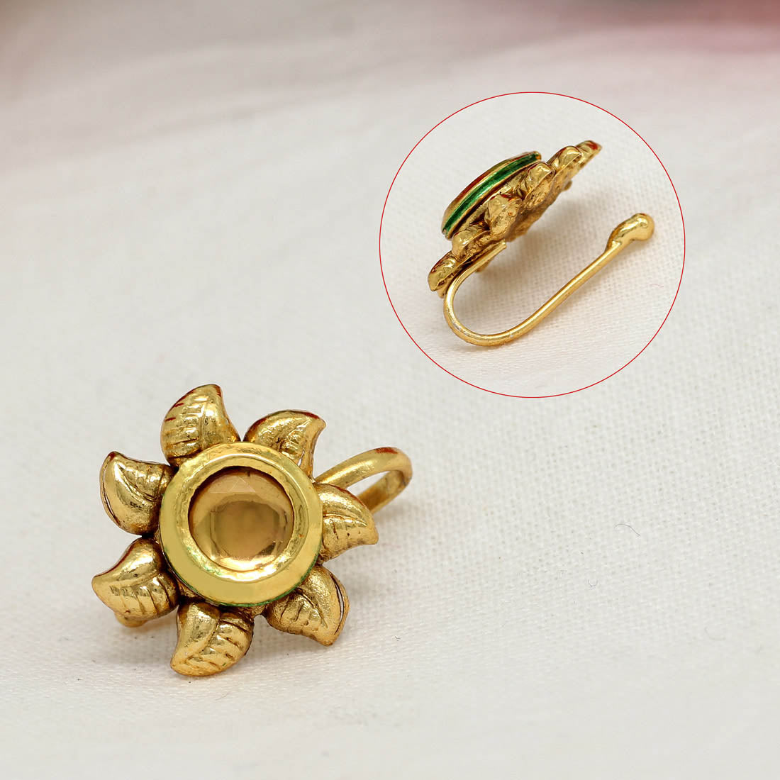 Multi Color Kundan Nose Pin Combo Of 4 Pieces (NSP142CMB) - preyans.com