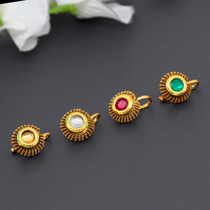 Multi Color Kundan Nose Pin Combo Of 4 Pieces (NSP143CMB) - preyans.com