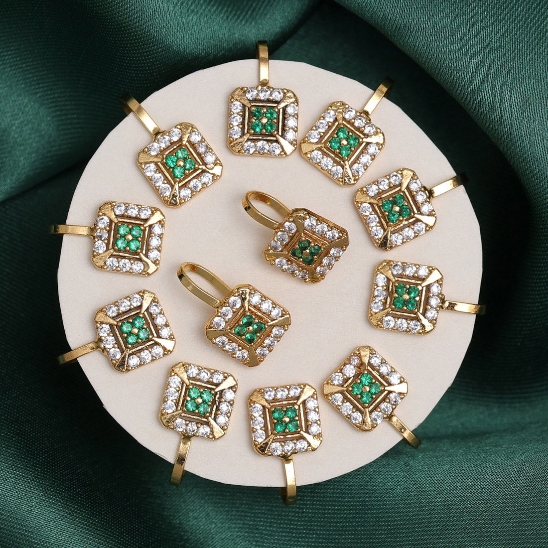 Green Color American Diamond Nose Pin Combo Of 12 Pieces (NSP291CMB) - preyans.com