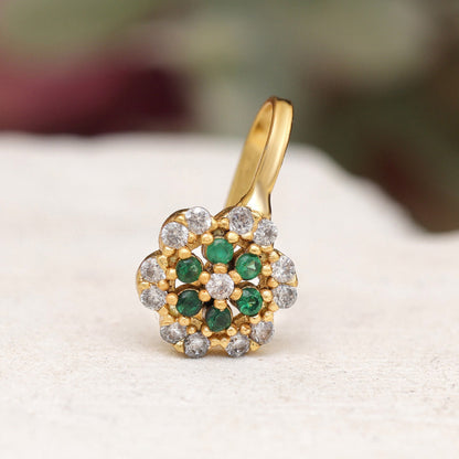 Green Color American Diamond Nose Pin Combo Of 12 Pieces (NSP296CMB) - preyans.com