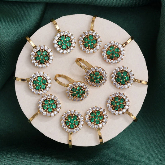 Green Color American Diamond Nose Pin Combo Of 12 Pieces (NSP301CMB) - preyans.com